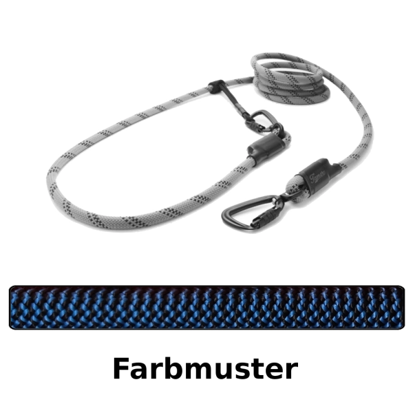 EASYLONG Hundeleine TWIST - L - 2m - schwarz und blau im Zickzack